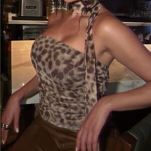 Zara print mesh with lining  top size L